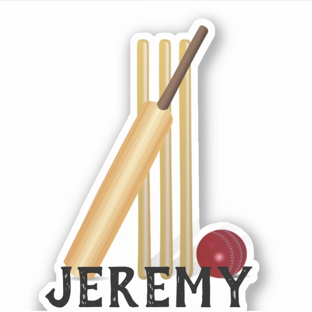 Adesivo Cricket, wicket e modelo de bola, personalizar pau (Frente)