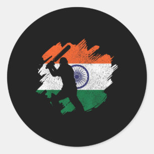 Adesivo Cricketista indiano Bandeira indiana vintage