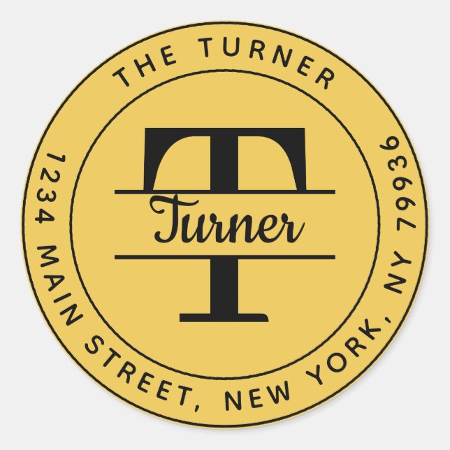 Adesivo Crie Seu Endereço de Retorno com Monograma Circula (Frente)