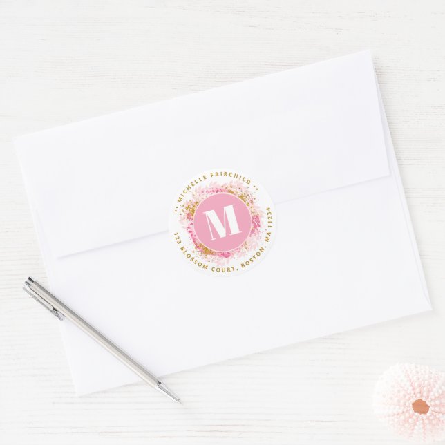 Adesivo Crie seu próprio endereço de devolução do Monogram (Envelope)