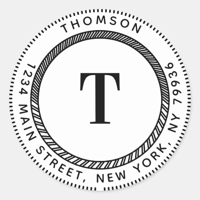 Adesivo Crie seu próprio endereço de devolução, monograma  (Frente)