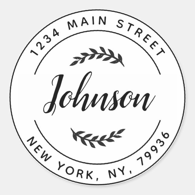 Adesivo Crie seu próprio endereço de devolução redonda (Frente)