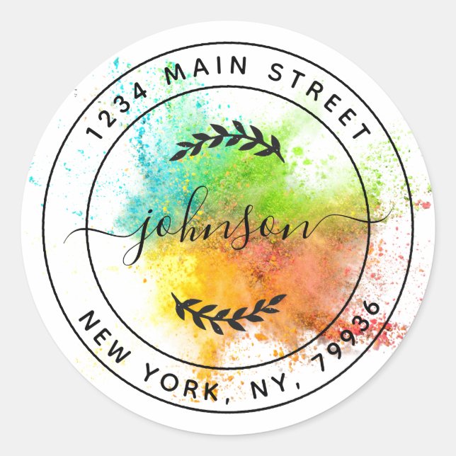 Adesivo Crie seu próprio endereço de devolução redonda (Frente)