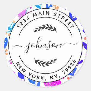 Adesivo Crie seu próprio endereço de devolução redonda