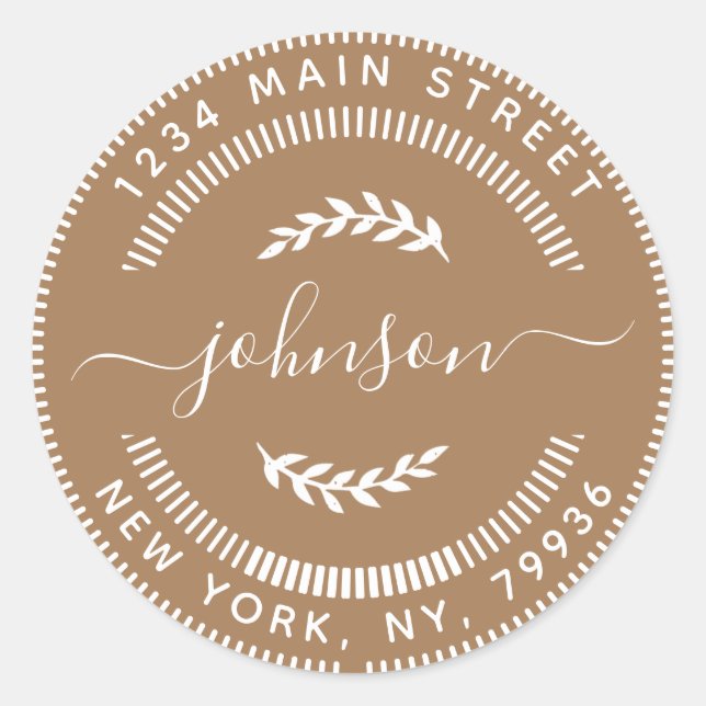 Adesivo Crie seu próprio endereço de devolução redonda (Frente)