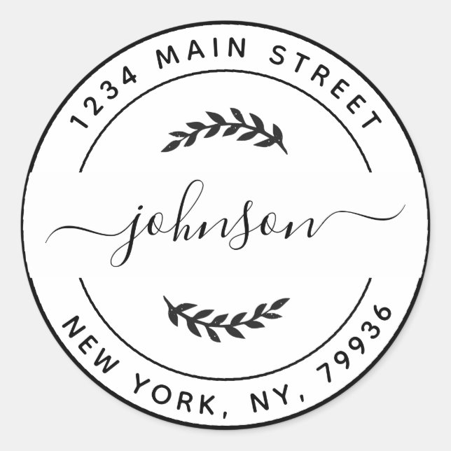 Adesivo Crie seu próprio endereço de devolução redonda (Frente)