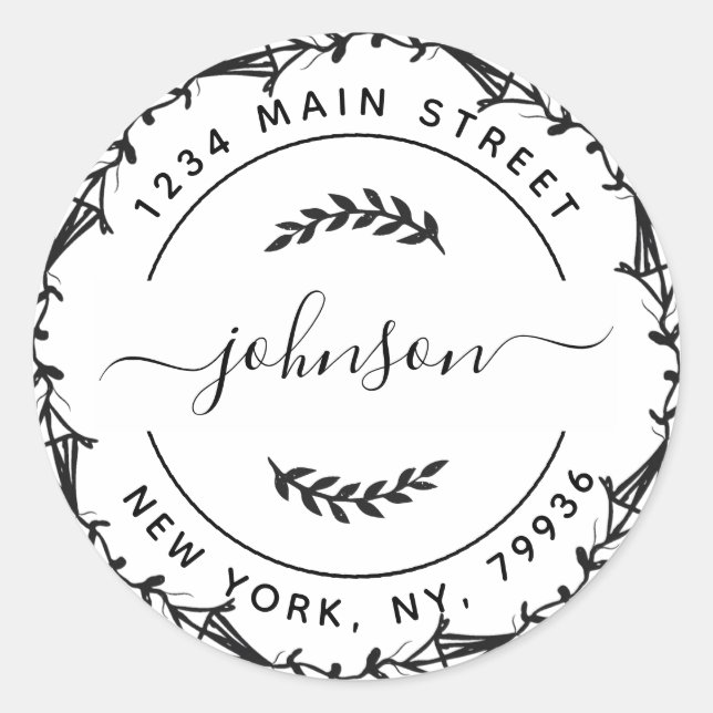 Adesivo Crie seu próprio endereço de devolução redonda (Frente)