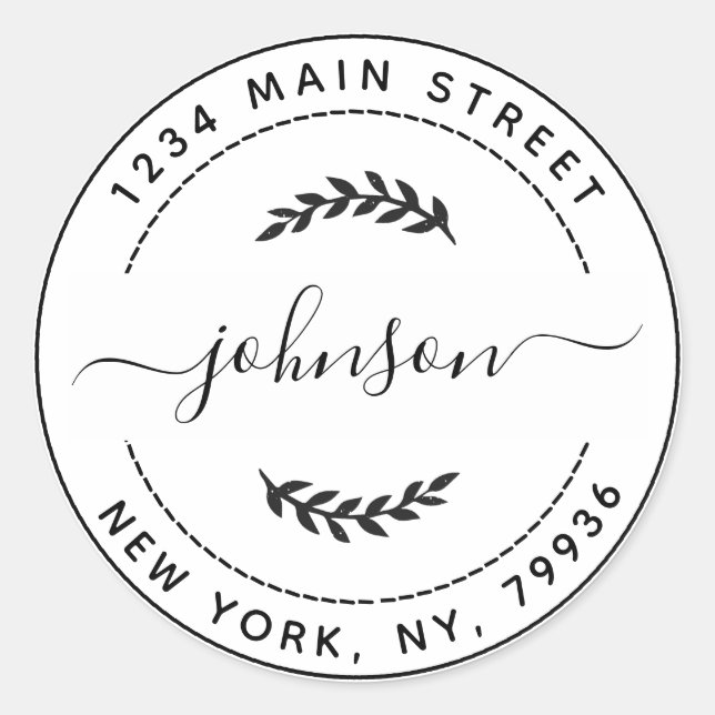 Adesivo Crie Seu Próprio Endereço de Devolução Redondo (Frente)