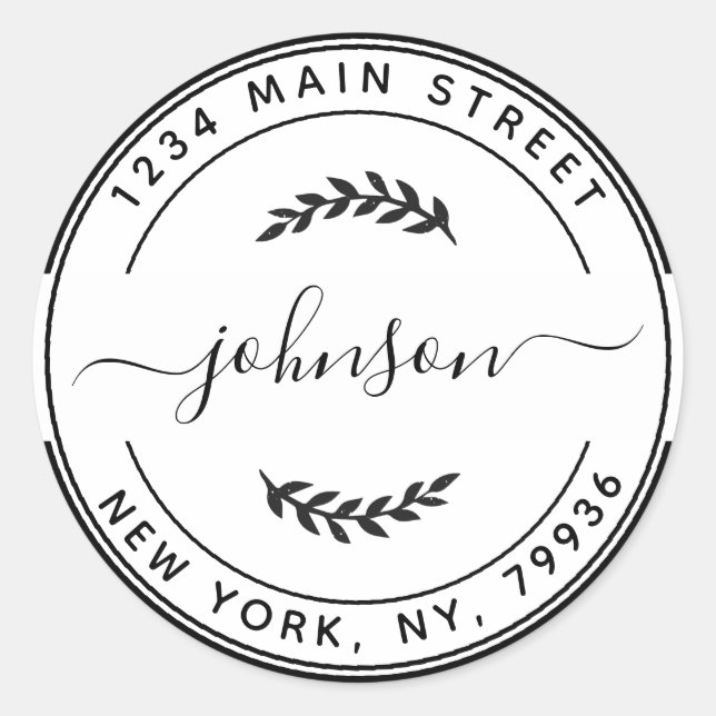 Adesivo Crie Seu Próprio Endereço de Devolução Redondo (Frente)