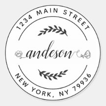 Crie seu próprio endereço de devolução redondo Clá