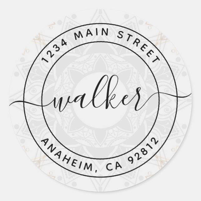 Adesivo Crie seu próprio endereço de devolução redondo Clá (Frente)