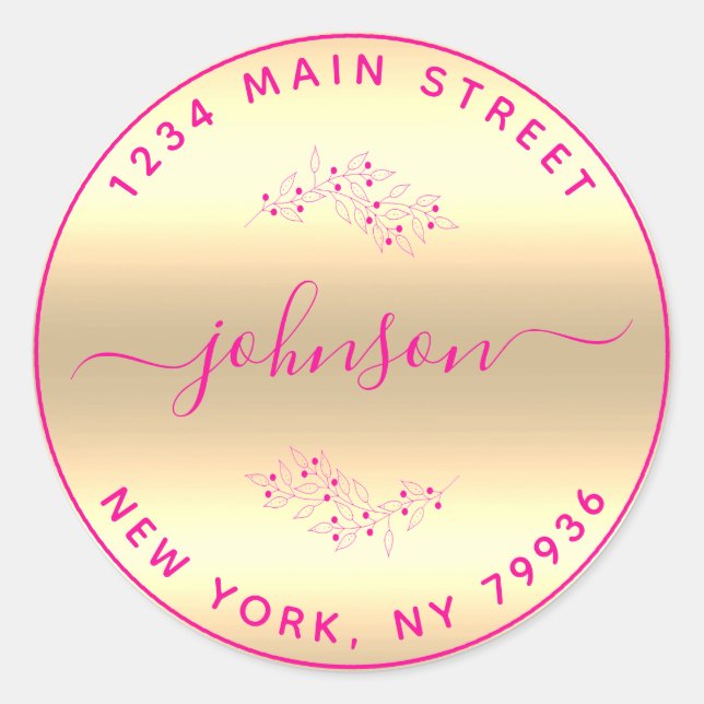 Adesivo Crie seu próprio endereço de devolução redondo, co (Frente)