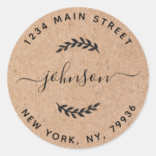 Adesivo Crie seu próprio endereço de devolução redondo Kra