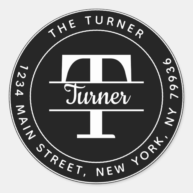 Adesivo Crie Seu Próprio Endereço de Retorno com Monograma (Frente)