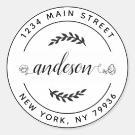 Adesivo Crie seu próprio endereço de retorno redondo cláss