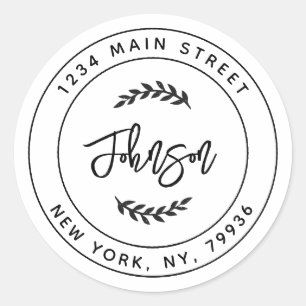 Adesivo Crie Seu Próprio Endereço De Retorno Redondo Cláss