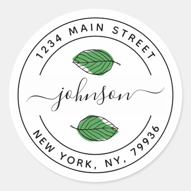 Adesivo Crie Seu Próprio Endereço De Retorno Redondo Cláss (Frente)