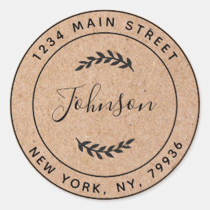 Adesivo Crie Seu Próprio Endereço de Retorno Redondo Kraft