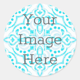 Adesivo Crie Seu Próprio Medalhão de Aquarela Azul-Teal