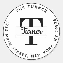 Adesivo Crie seu próprio monograma redondo de endereço de 