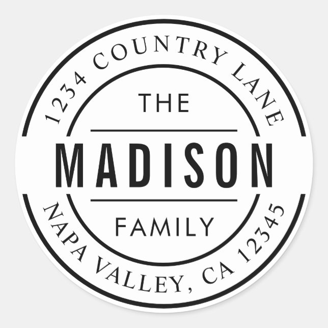 Adesivo Crie seu próprio nome de família endereço de retor (Frente)