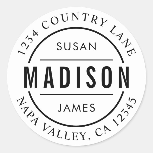 Adesivo Crie seu próprio nome familiar Endereço de devoluç (Frente)