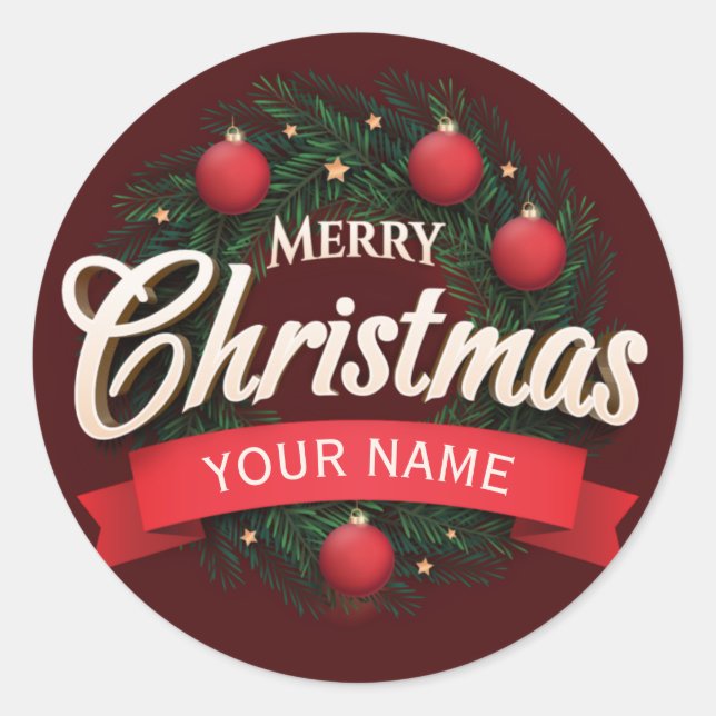 Adesivo Crie seu próprio nome personalizado Feliz Natal (Frente)