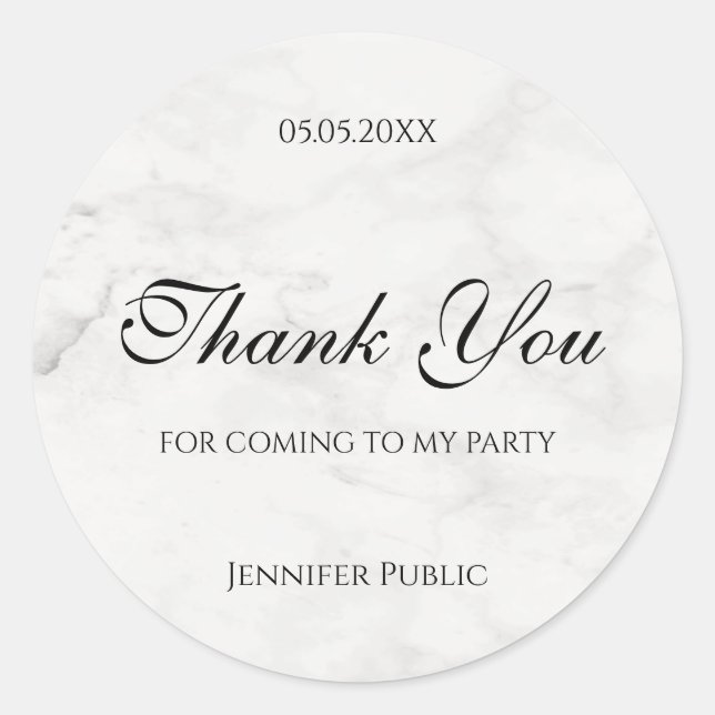 Adesivo Crie seu próprio Obrigado, Modelo de Script de Mão (Frente)