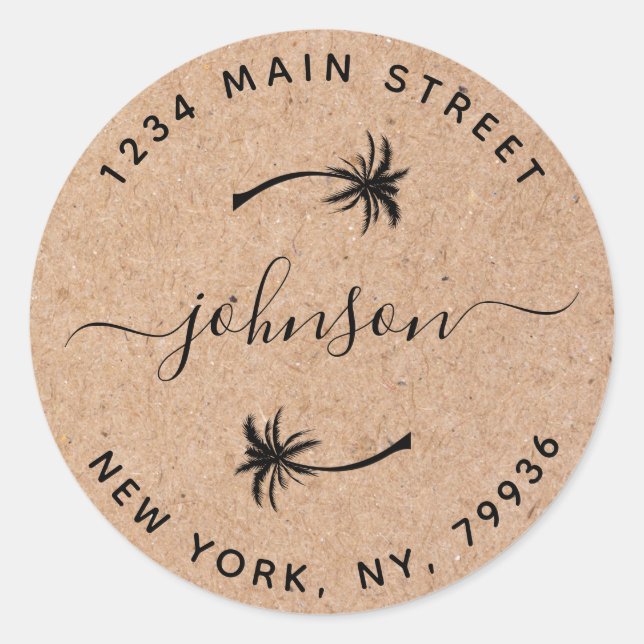 Adesivo Crie suas próprias palmeiras redondas de endereço  (Frente)