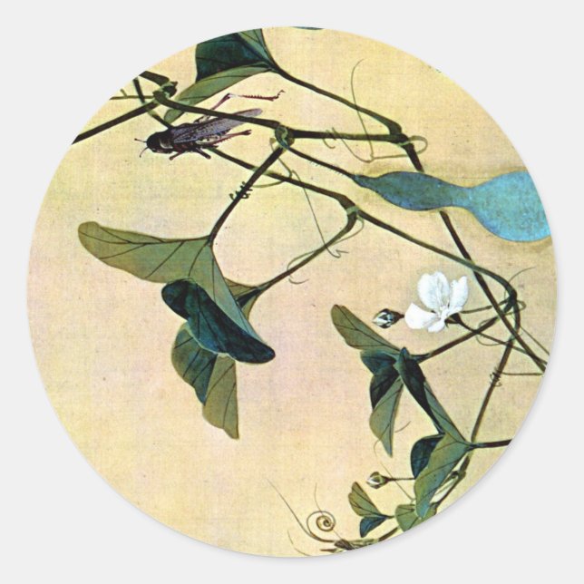 Adesivo Críquete em um Vine Japonês Woodblock Art Ukiyo-E (Frente)