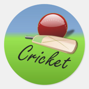 Adesivo Críquete - taco e bola no horizonte de pastagem