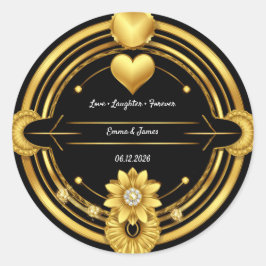 Adesivo 🌟 Crista de Casamento Romântica em Ouro Preto 💛