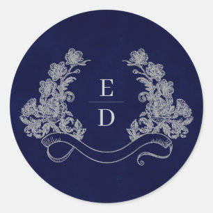 Adesivo Crista Elegante Monograma Casamento Azul Herança
