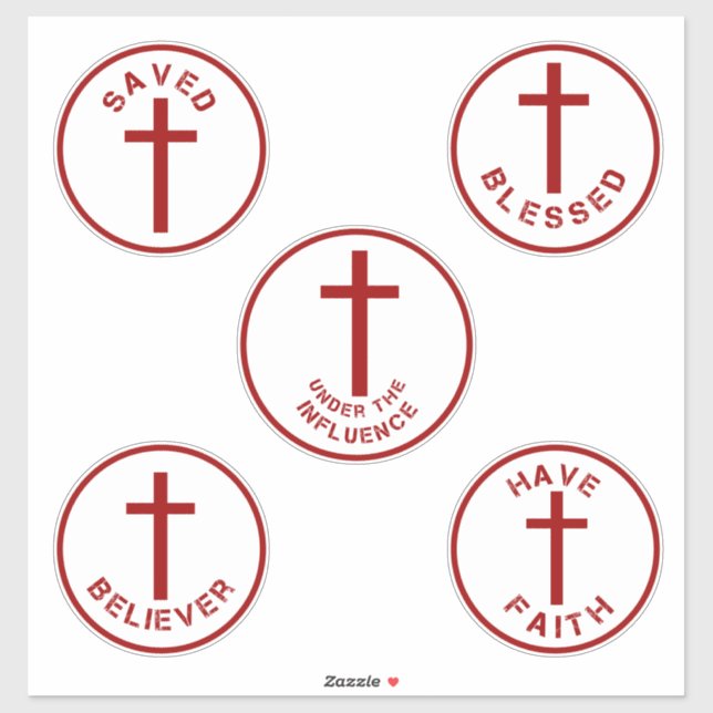 Adesivo Cristã Faith Typografia Set 2 com Cruz em Vermelho (Folha)