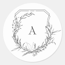 Adesivo crista tradicional de monograma floral botânico cl