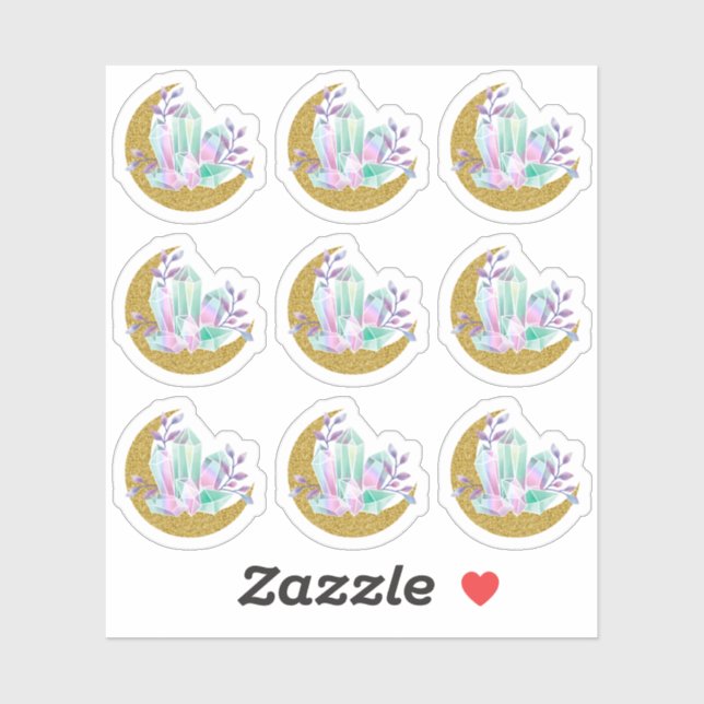 Adesivo Cristais de Aquarela & Luar Crescente Brilho Doura (Folha)