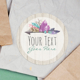 Adesivo Cristais & madeira boémios rústicos da aguarela 