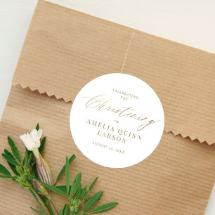 Adesivo Cristalização de Script de Caligrafia Dourada Eleg