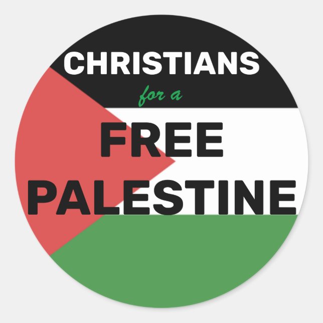 ADESIVO CRISTÃOS PARA UM PAVILHÃO GRATUITO DE PALESTINA VE (Frente)