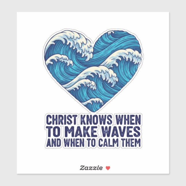 Adesivo Cristo azul oceânico e design de ondas (Folha)