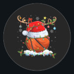 Adesivo Cristo de Basquete Santa Hat para Reindeer de Ilum<br><div class="desc">Natal para o Basquete Santa Hat com Reindeer de Iluminação Xmas</div>