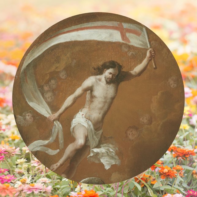 Adesivo Cristo de Jesus católico é Páscoa erguida (Religious Christian Catholic Jesus Christ is risen Resurrection Easter Classic Round Sticker)