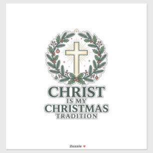 Adesivo Cristo é Minha Tradição de Natal Versão Cruz Antig