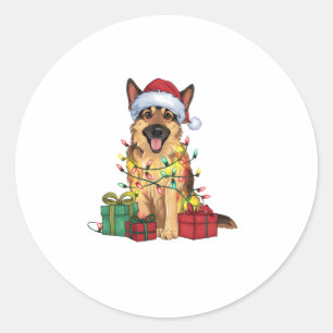 Adesivo Cristo German shepherd de Cachorro Santa Hat Light