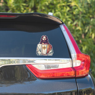 Adesivo cristo jesus e carro salvador