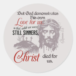 Adesivo Cristo Morreu por Nós Romanos 5:8