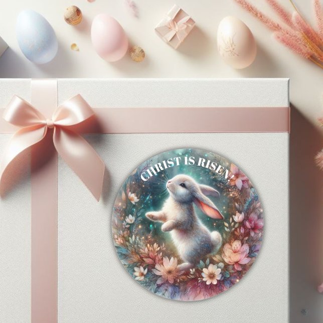 Adesivo Cristo Risen Felz pascoa Floral Bunny (Criador carregado)