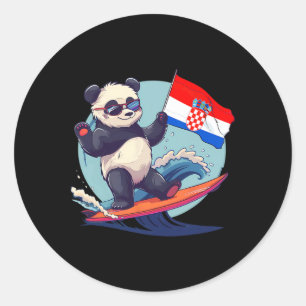 Adesivo Croácia Panda Urso Surfando Raízes Croatas Croácia