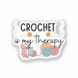 Adesivo Crochet É Minha Terapia Arte de Bolas de Fio