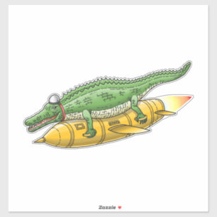 Adesivo Crocodilo Foguete